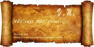 Ványi Márton névjegykártya